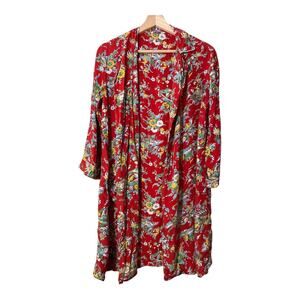 Princess Paramount Red Kimono Robe Asian Print Vintage Missing Belt